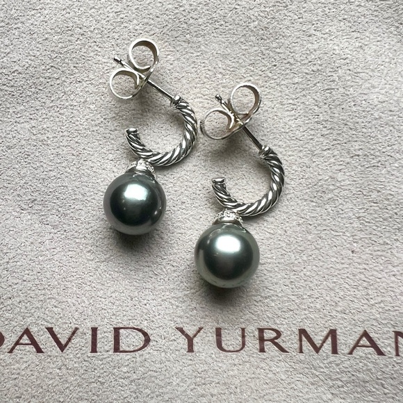 DAVID YURMAN Tahitian Pearl and Diamond Drop Earrings - Picture 1 of 7